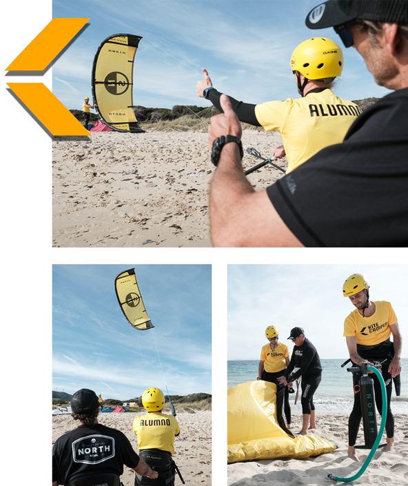 Alumnos aprendiendo a hacer kitesurf en Tarifa